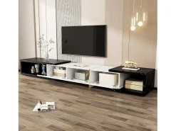 Móvel De Tv| Suporte de TV moderno com altura ajustável (140-260 cm), suporte de TV baixo com função giratória, Branco