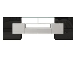 Suporte de TV moderno de alto brilho com LED, 4 portas e 2 gavetas, armazenamento aberto,^ Móvel De Tv