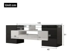 Suporte de TV moderno de alto brilho com LED, 4 portas e 2 gavetas, armazenamento aberto,^ Móvel De Tv