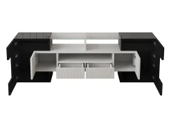 Suporte de TV moderno de alto brilho com LED, 4 portas e 2 gavetas, armazenamento aberto,^ Móvel De Tv