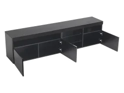 Sale Suporte de TV moderno , painel transparente, LED regulável, para sala de estar e sala de jantar, 180 x 35 x 45 cm Preto