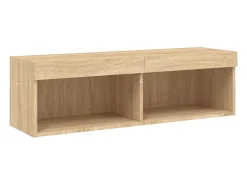 Móvel De Tv|Helloshop26 Suporte de TV multimídia prateleira de TV buffet de TV sala de jantar sala de estar quarto com LED 6 peças carvalho Sonoma madeira projetada marrom 02_0029454 Castanho