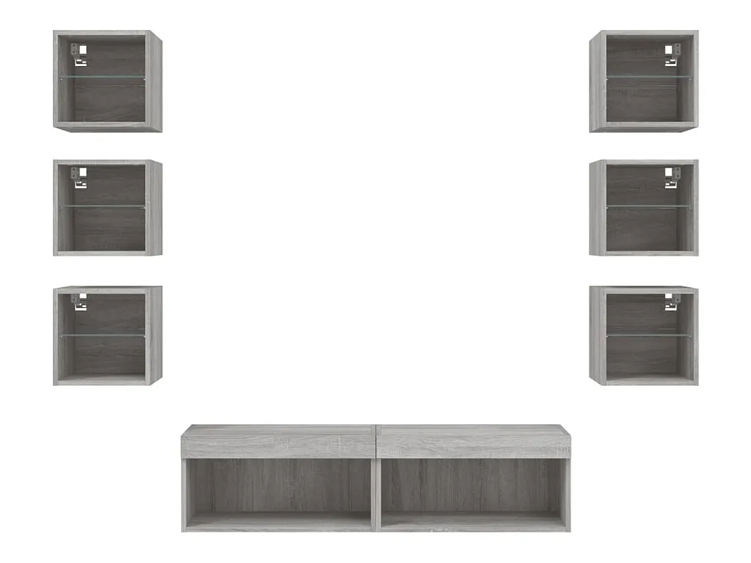 Móvel De Tv*Helloshop26 Suporte de TV multimídia prateleira de TV buffet de TV sala de jantar sala de estar quarto com LED 8 peças Sonoma Engineered Wood cinza 02_0029483 Castanho