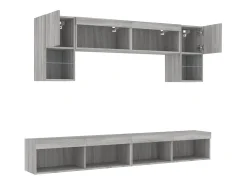 Discount Helloshop26 Suporte de TV multimídia prateleira de TV buffet de TV sala de jantar sala de estar quarto com LED 6 peças Sonoma Engineered Wood cinza 02_0029463 Castanho
