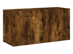 Móvel De Tv|Helloshop26 Suporte de TV multimídia prateleira de TV aparador de TV sala de jantar sala de estar quarto 5 peças carvalho defumado madeira projetada marrom 02_0029287 Castanho