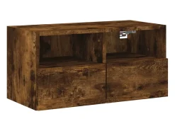 Móvel De Tv|Helloshop26 Suporte de TV multimídia prateleira de TV aparador de TV sala de jantar sala de estar quarto 5 peças carvalho defumado madeira projetada marrom 02_0029294 Castanho