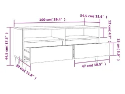 Outlet Helloshop26 Suporte de TV multimídia prateleira de TV aparador de TV sala de jantar sala de estar quarto 100 x 345 x 445 cm madeira de engenharia branca 02_0025469 Branco
