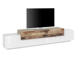 Dmora Suporte de TV Nico, Aparador baixo da sala, Base de suporte de televisão, 100% Fabricado na Itália, 240x45h52 cm, brilhante e bordo^ Móvel De Tv