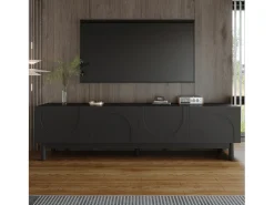 Suporte de TV com 4 portas, armário para TV, unidade de armazenamento com divisórias ajustáveis.^ Móvel De Tv