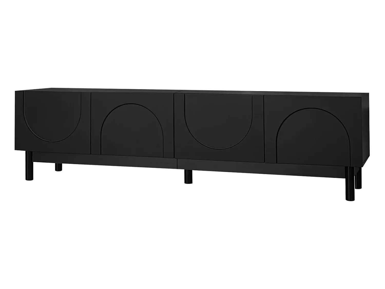 Móvel De Tv* Suporte de TV com 4 portas, armário para TV, unidade de armazenamento com divisórias ajustáveis. Preto