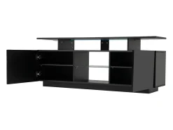 Best Hauss Spole Suporte de TV com iluminação LED de 16 cores e 2 portas - para TVs de 40 a 49 polegadas. Preto