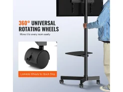 Móvel De Tv| Suporte de TV SucceBuy Móvel para Televisores de 58 a 152cm, com Rodas e Bandeja, Portátil, Fácil de Mover em Diferentes Cômodos Preto