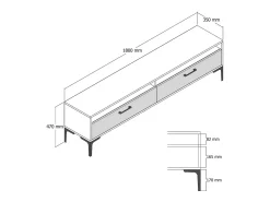Dmora Suporte de TVDkumbull, Aparador de sala, Armário de TV baixo, Base de parede equipada, 47x35h180 cm, Noz e Branco^ Móvel De Tv