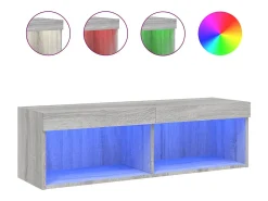 Móvel De Tv*Helloshop26 Suporte multimídia para TV prateleira para TV aparador armário para TV sala de jantar sala de estar quarto com luzes LED Sonoma 100 x 30 x 30 cm cinza 02_0026794 Cinzento