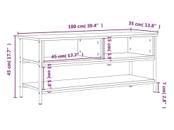 Móvel De Tv|Helloshop26 Suporte multimídia para TV prateleira para TV aparador para TV sala de jantar sala de estar quarto Sonoma 100 x 35 x 45 cm madeira industrializada cinza 02_0028333 Castanho
