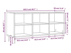 Móvel De Tv|Helloshop26 Suporte multimídia para TV prateleira para TV aparador armário para TV sala de jantar sala de estar quarto 103,5 x 30 x 50 cm madeira engenheirada branca 02_0025641 Branco
