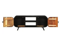 Helloshop26 Suporte multimídia para TV prateleira para TV armário para TV sala de jantar sala de estar quarto 110 x 30 x 45 cm madeira maciça reciclada marrom 02_0025745^ Móvel De Tv