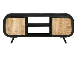 Móvel De Tv*Helloshop26 Suporte multimídia para TV prateleira para TV armário para TV sala de jantar sala de estar quarto 110 x 30 x 45 cm madeira de mangueira marrom natural 02_0025742 Castanho