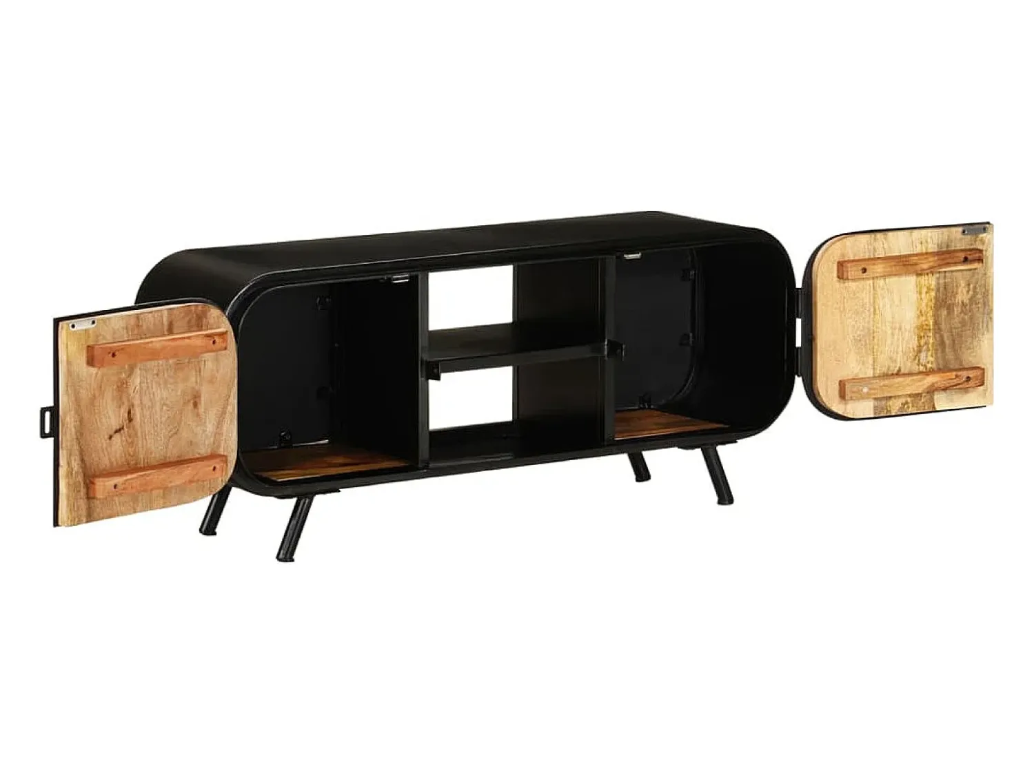 Móvel De Tv*Helloshop26 Suporte multimídia para TV prateleira para TV armário para TV sala de jantar sala de estar quarto 110 x 30 x 45 cm madeira de mangueira marrom natural 02_0025742 Castanho