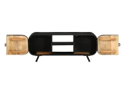 Móvel De Tv*Helloshop26 Suporte multimídia para TV prateleira para TV armário para TV sala de jantar sala de estar quarto 110 x 30 x 45 cm madeira de mangueira marrom natural 02_0025742 Castanho