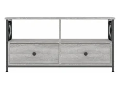 Best Helloshop26 Suporte multimídia para TV prateleira para TV móvel para TV sala de jantar sala de estar quarto Sonoma 90 x 33 x 45 cm madeira engenheirada e ferro cinza 02_0028474 Castanho