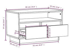 Helloshop26 Suporte multimídia para TV prateleira para TV aparador armário para TV sala de jantar sala de estar quarto 60 x 35 x 37 cm madeira maciça de pinho 02_0026139^ Móvel De Tv