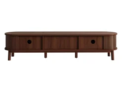 Móvel De Tv| Suporte para TV – 170 x 39,5 x 38 cm - Móvel para TV com 2 portas de madeira natural e 1 gaveta de rattan. Natural escuro