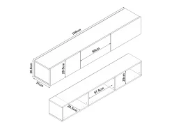 Móvel De Tv|Helloshop26 Suporte para TV 180 x 31 x 29,5 cm com efeito carvalho 03_0007882 Preto