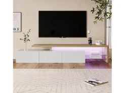 Móvel De Tv| Suporte para TV 200 x 39 x 42 cm, com iluminação LED de 7 cores e tampo de mesa, . Branco