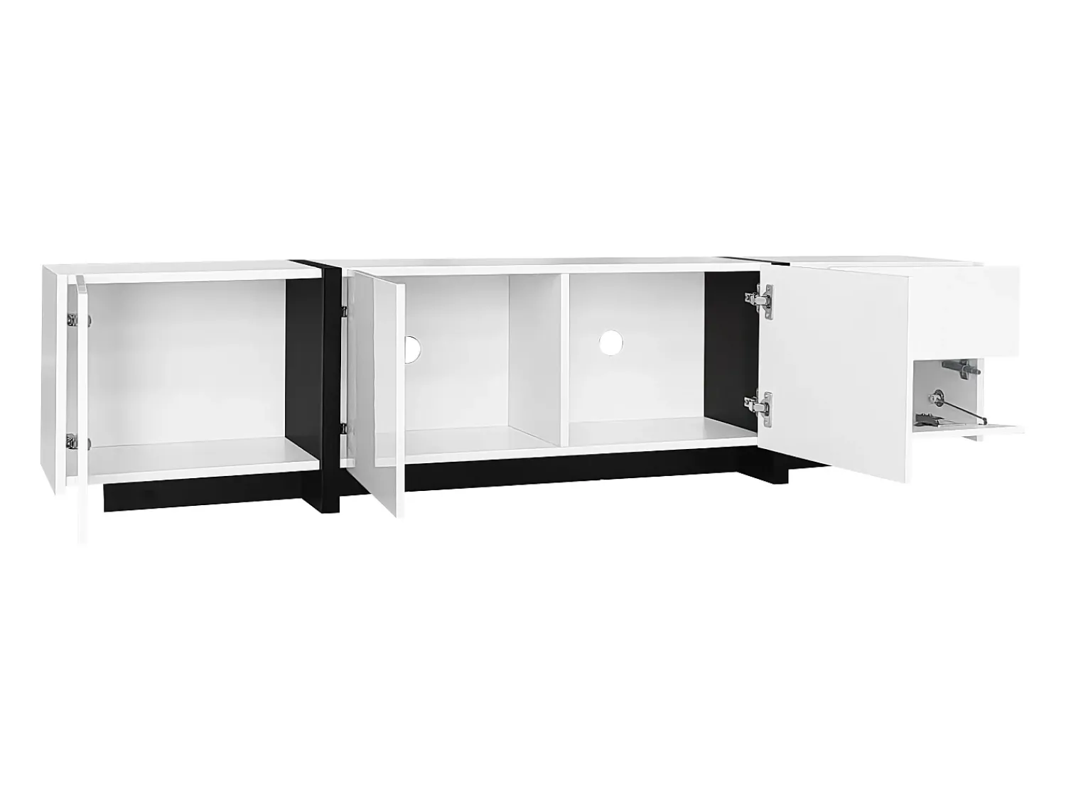 Móvel De Tv| Suporte para TV brilhante - Suporte para TV com 1 gaveta e 4 portas - com iluminação LED - para sala de estar Branco