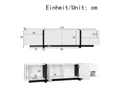 Móvel De Tv| Suporte para TV brilhante - Suporte para TV com 1 gaveta e 4 portas - com iluminação LED - para sala de estar Branco