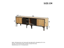 Móvel De Tv|Hauss Spole Suporte para TV com 4 compartimentos - Portas inclinadas - Cor: madeira e preto Natural claro
