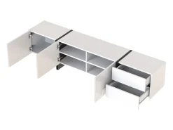 Hauss Spole Suporte para TV com 2 gavetas e 3 portas - brilhante e preto^ Móvel De Tv