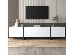 Hauss Spole Suporte para TV com 2 gavetas e 3 portas - brilhante e preto^ Móvel De Tv