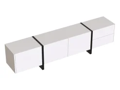 Hauss Spole Suporte para TV com 2 gavetas e 3 portas - brilhante e preto^ Móvel De Tv
