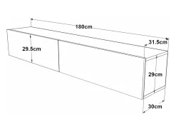 New Helloshop26 Suporte para TV com 2 portas 29,5 x 180 x 31,5 cm efeito carvalho 03_0007786 Preto