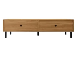 Móvel De Tv* Suporte para TV com 4 portas e pés de madeira maciça, ideal para sala de estar e quarto, 170x38x47cm, nas cores e natural. Preto
