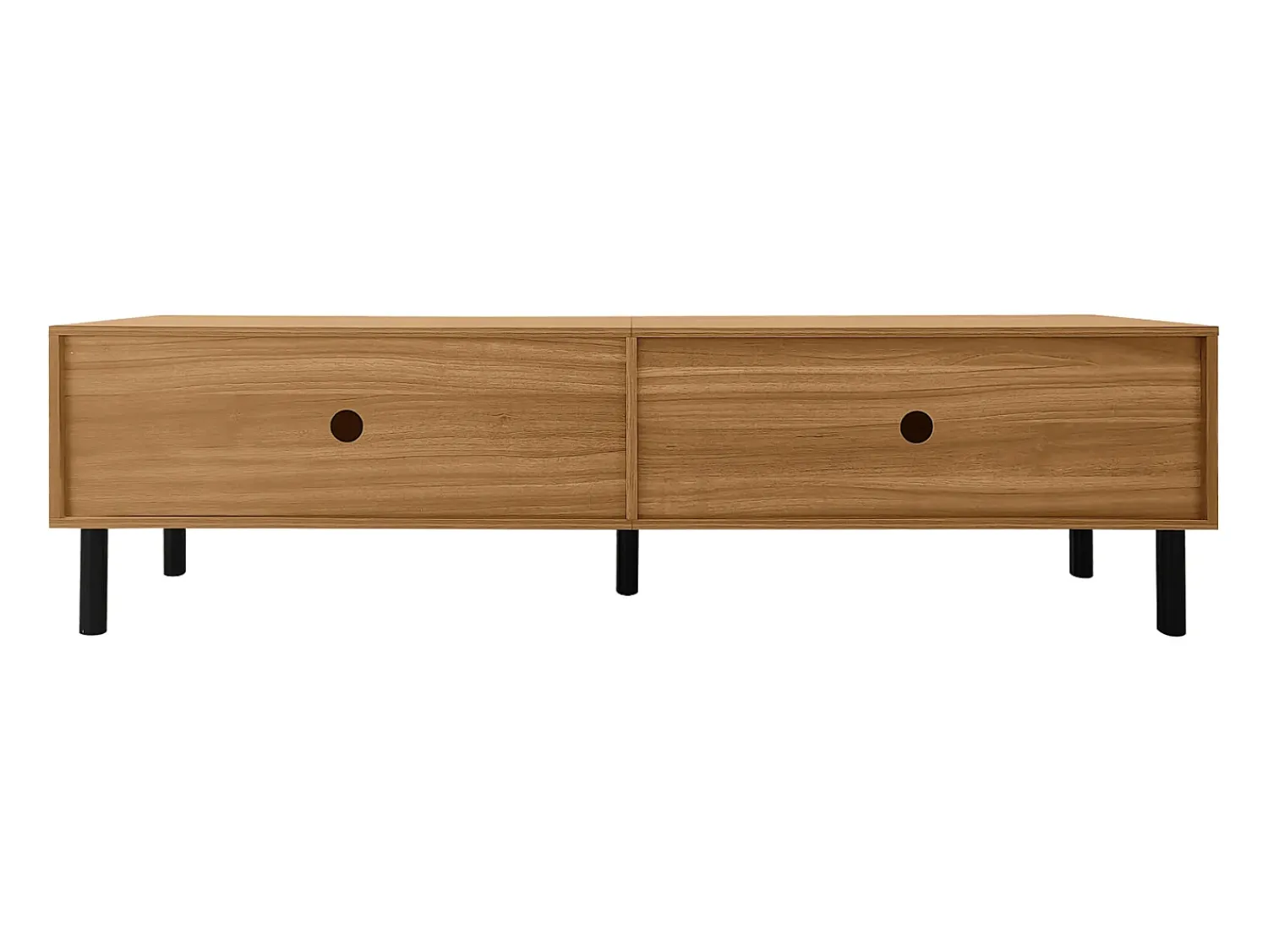 Móvel De Tv* Suporte para TV com 4 portas e pés de madeira maciça, ideal para sala de estar e quarto, 170x38x47cm, nas cores e natural. Preto