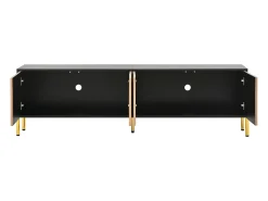 Clearance Hauss Spole Suporte para TV com 4 portas texturadas - Design bicolor em preto e madeira Natural claro