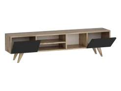 Móvel De Tv|Helloshop26 Suporte para TV com 2 portas 40 x 160 x 31 cm efeito carvalho/ 03_0007748 Preto