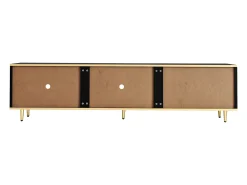 Móvel De Tv*Hauss Spole Suporte para TV com 2 portas e 2 gavetas - puxadores e pés dourados - Preto