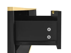 Móvel De Tv*Hauss Spole Suporte para TV com 2 portas e 2 gavetas - puxadores e pés dourados - Preto