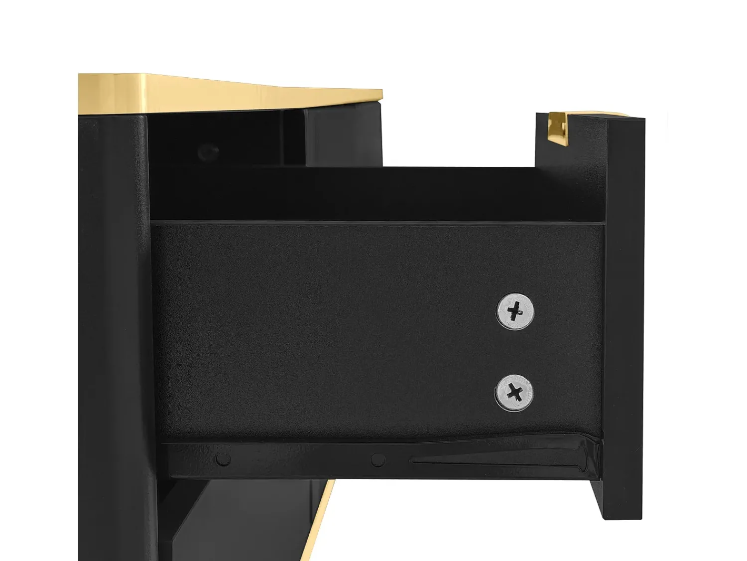 Móvel De Tv*Hauss Spole Suporte para TV com 2 portas e 2 gavetas - puxadores e pés dourados - Preto