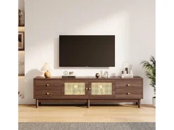 Discount Hauss Spole Suporte para TV com 2 portas e 4 gavetas, gestão de cabos, Castanho