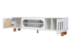 Móvel De Tv*Hauss Spole Suporte para TV com 2 portas - Pés redondos em madeira - Branco