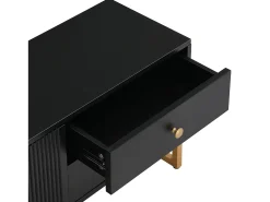 Online Hauss Spole Suporte para TV com 2 portas e 4 gavetas - Pés em metal dourado - Preto