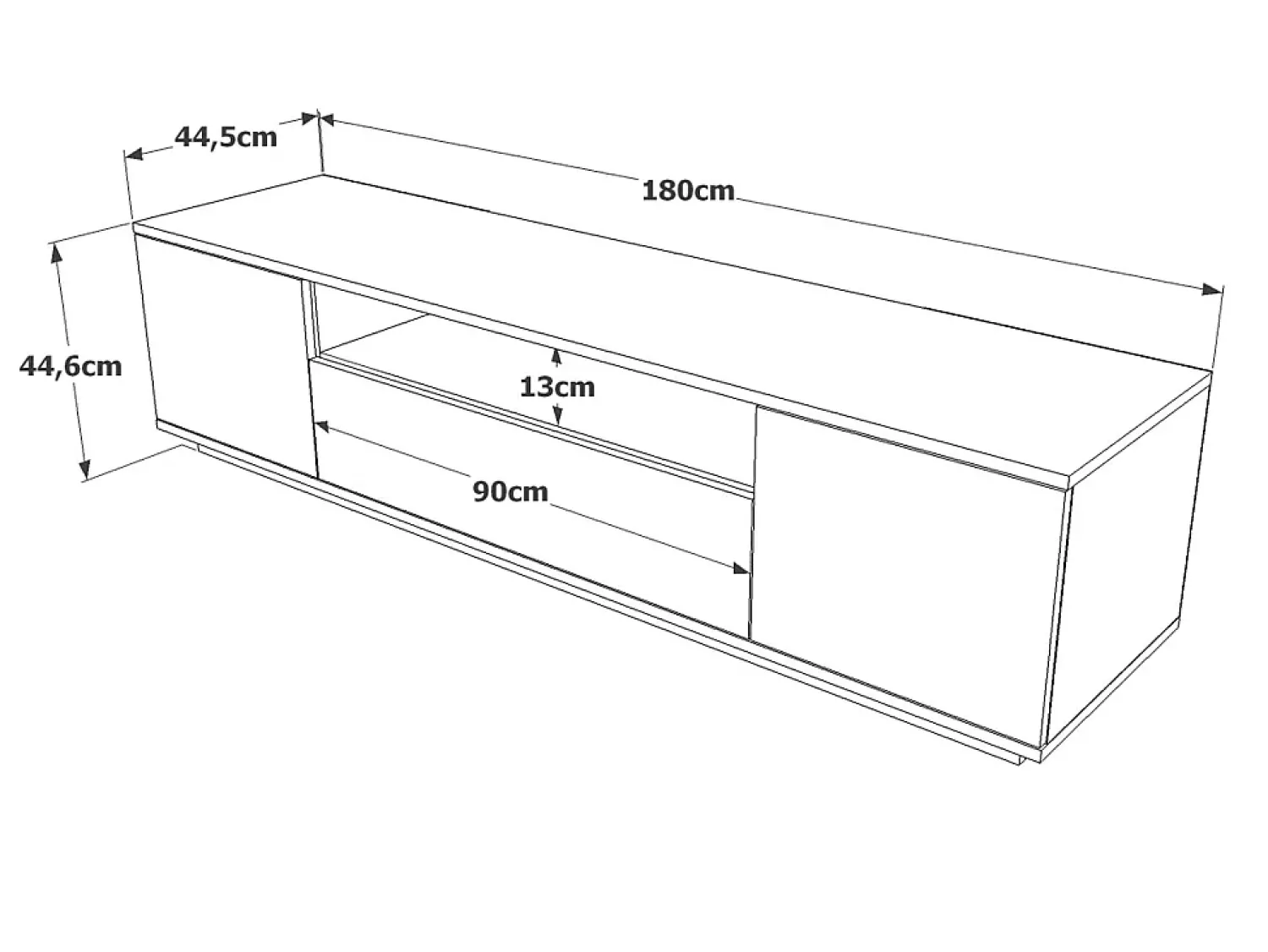 New Vente-unique Suporte para TV com 3 portas e 1 nicho - Branco e natural - LOTULA Natural claro / Branco