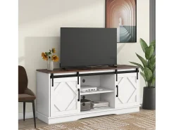 Móvel De Tv|Hauss Spole Suporte para TV com 2 portas de correr - Prateleiras ajustáveis ​​150 x 40 x 60 cm - Branco