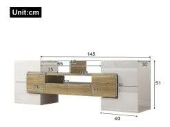 Suporte para TV com alto brilho - Suporte para TV para sala de estar com iluminação LED - 6 portas e 2 gavetas - e madeira^ Móvel De Tv