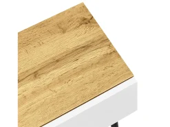 Discount Suporte para TV com altura ajustável, acabamento em madeira e pés de metal preto para sala de estar, Madeira + Branco Natural claro
